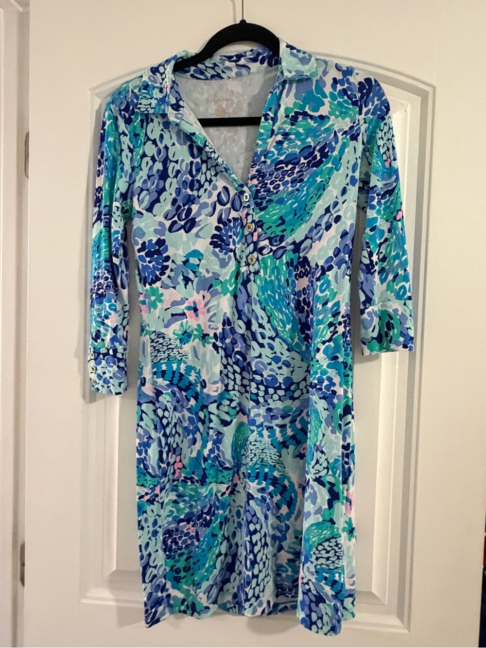 Lilly Pulitzer Blue & Aqua Printed Midi Dress